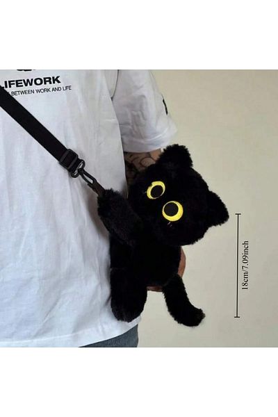 Choice black crossbody bag Black Cat Backpacks Big Eyes Kitten Doll Plush Kawaii Stuffed Animals Shoulder