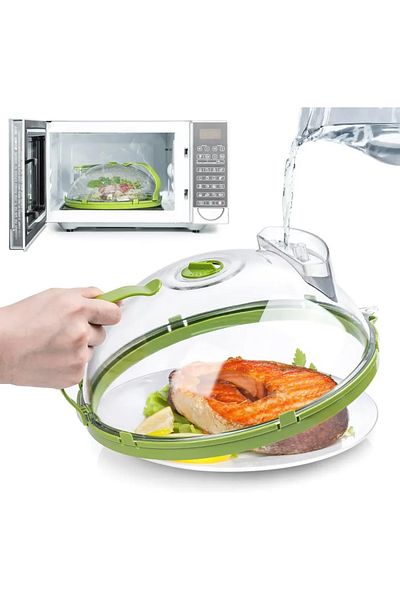 Choice 1PC Microwave Cover for Food Clear Microwave Splatter Cover with Water Steamer and Handle 10 Inch Pl
