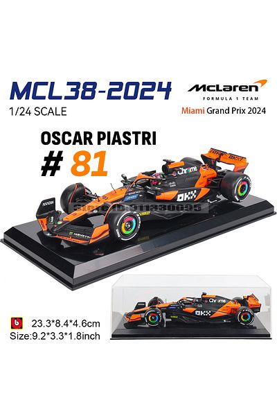 BBURAGO 1-24 2024 MCL38-81 Bburago 1:24 McLaren F1 Team 4 # Lando Norris 81 # Oscar Piastri Die Casting Prec