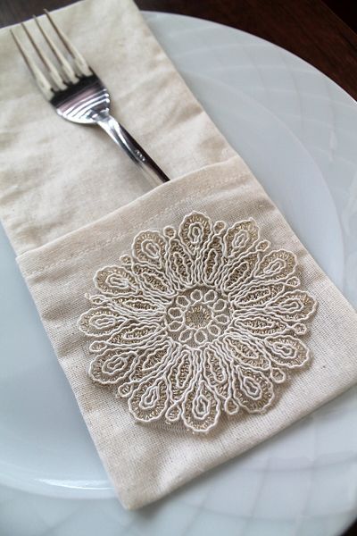 Emtory Home 6 Pieces Decorative Elegant Lace Spoon Holder Service Presentation