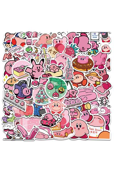 Choice 65PCS 65pcs Game Kirby Cartoon Stickers Kawaii Anime Decals Graffiti Skateboard Scrapbooking Fridge