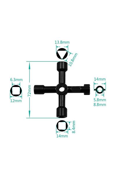 Choice Black Multi-function Cross Spanner Mini Portable Three Hexagonal Internal Triangle Key Plumber's Spa