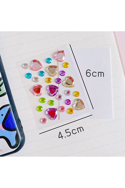 Monssjay 6 Sheets/Set Diamond Self Adhesive Acrylic Rhinestone Sticker Love Heart/ Round/ Flower Shape Han...
