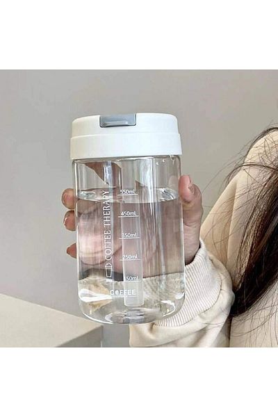 Choice 0.55L WHITE 1 pcs 550ML transparent water bottle, portable outdoor water cup for girls