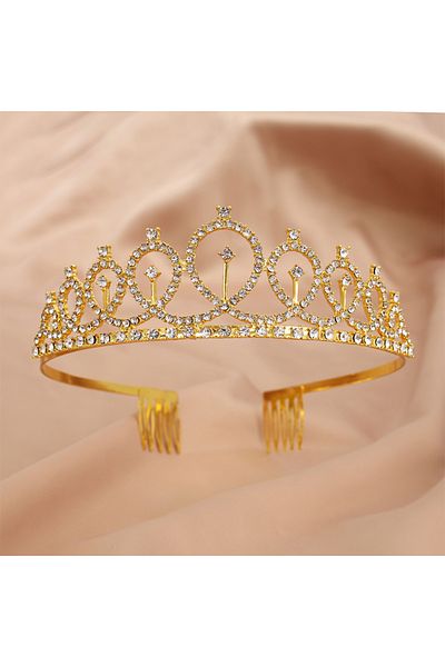 Choice Headbands WHITE Gold-color Princess Crystal Crown Birthday Hair Headwear Female Party Bride Headgear