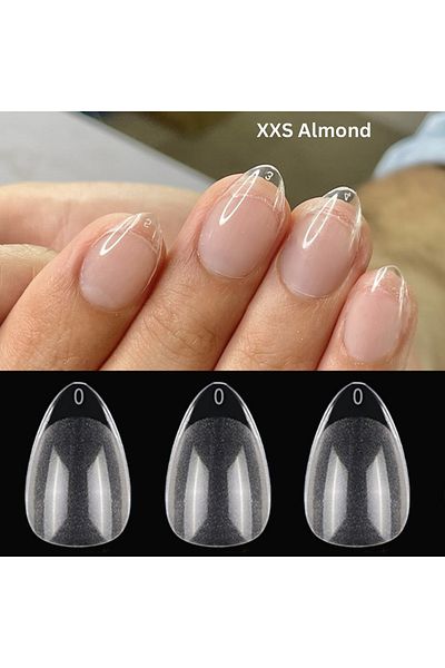 Choice XXS اللوز 120 قطعة XXS أطراف جل ناعمة قصيرة جدًا من جل X لنظام تمديد الأظافر أظافر صناعية Fu