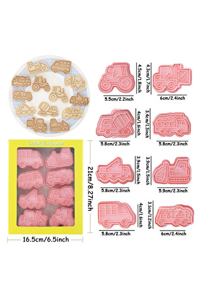 Choice 8pcs Set 8pcs/set Engineering Truck Cookie Cutters Plastic 3D Cartoon ...
