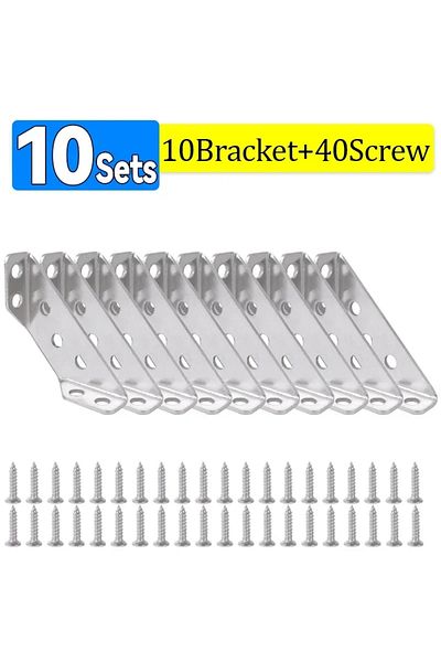 Choice 10 Sets 10/1set Corner Brackets Stainless Steel Furniture Angle Shelf Connector Cabinet Support Fixi