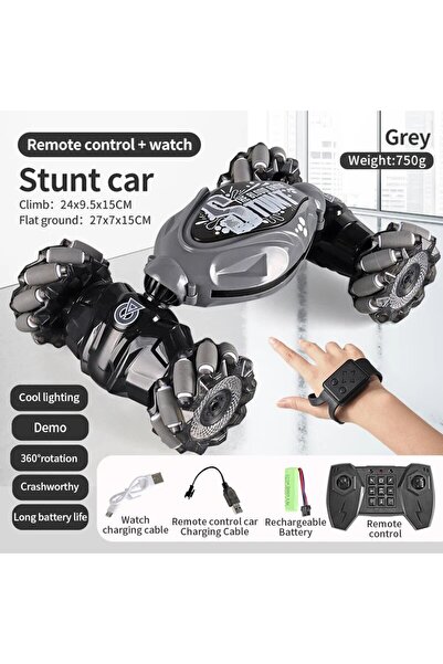 Choice سيارة حيلة رمادية مزدوجة التحكم 4WD 1:16 RC مع ضوء LED تحريض الإيماءات تشوه الالتواء التسلق