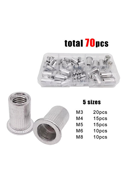 Choice1 صمولة برشام من الألومنيوم 70 قطعة 70/205 قطعة/صندوق صمولة برشام من ال...