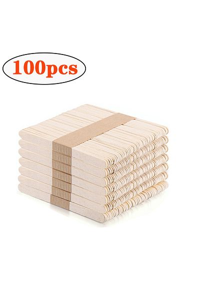 Choice 100PCS 100pcs Natural Wooden Ice Cream Popsicle Sticks Wood Stick Ice Cream Spoon Hand Art Ice Cream