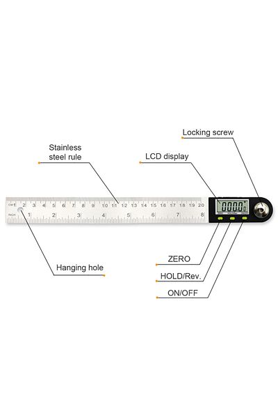 Shahe 200mm Digital Protractor Inclinometer Electronic Angle Gauge Stainless Steel Angle Ruler Go...