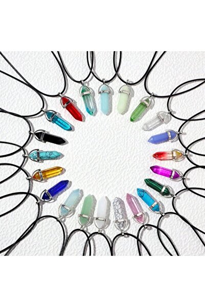 Choice قلادة سداسية الشكل مكونة من 21 قطعة على شكل عمود سداسي/قلب بلون الخوخ ...