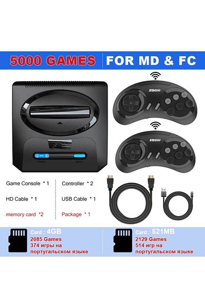 VILCORN 5000 with RU VILCORN Video Game Console For Sega Mega Drive Genesis FC Dendy 16BIT Segas-MD Console