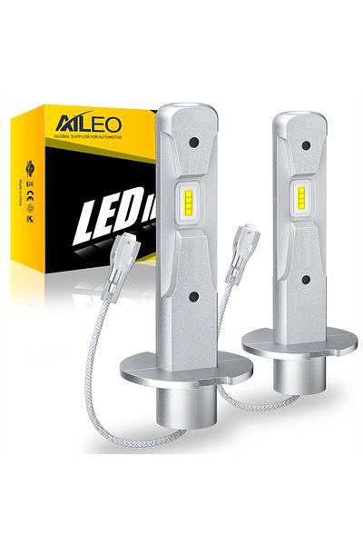 Choice H3 6000K Cold White AILEO 2Pcs H3 LED Headlight 6000K Lights Bulb 200W 10000LM Mini Size Design Wire