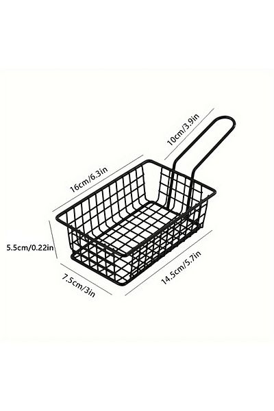 Choice 1PC black 1PC Creative rectangular French fries basket Snack basket Fried food container with handle