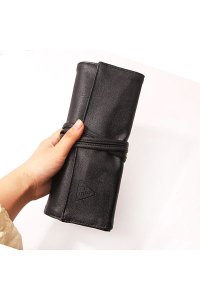 Choice black Black PU Foldable Makeup Brush Case Storage Holder Cosmetics Bag Multipurpose Useful Organizer