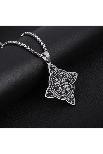 Choice AL19040- قلادة فضية بعقدة سلتيك أيرلندية للحظ السعيد، مصنوعة من الفولاذ المقاوم للصدأ، تميمة قمر ساحرة، حماية يهودية