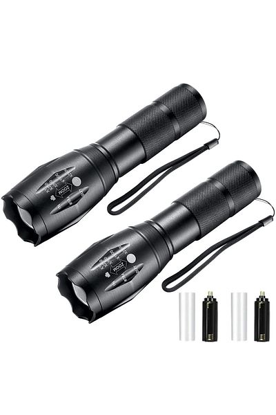 XIWANGFIRE Zoom 2pcs-no Battery 1/2 Pack Rechargeable Led Flashlight, Zoomable Flashlights Al Alloy Portable Ha