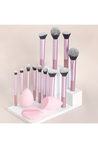 choice2 مجموعة فرش مكياج كاملة كلاسيكية باللون الوردي، مكونة من 12 قطعة مع مز...