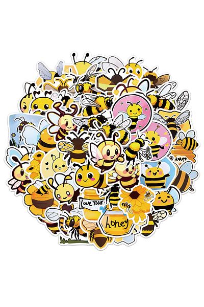 Choice 50PCS 50PCS Creative Bee Cute Cartoon Stickers Decorative Notebook Phone Cases DIY Waterproof Sticke