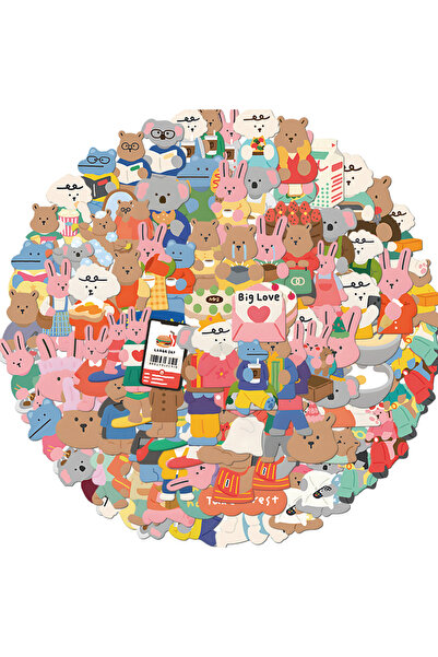 Choice 100 قطعة من ملصقات الدببة الكورية اليومية للأطفال، ملصقات ألعاب لزجاجا...