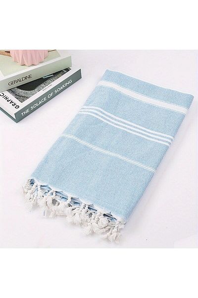 Choice 1pc Blue 100x180cm Turkish Beach Towel Oversized Sand Free Tassel Quick Dry Swim Extra Large Light T