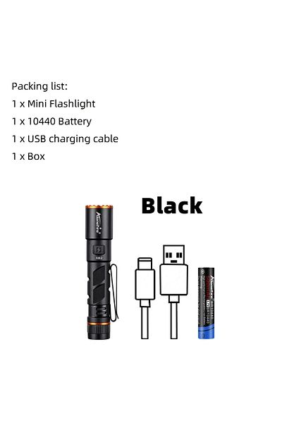 Choice X82-Black Zoom Mini EDC High Bright LED Pen Flashlight USB Rechargeable Magnet Small Torch Outdoor C