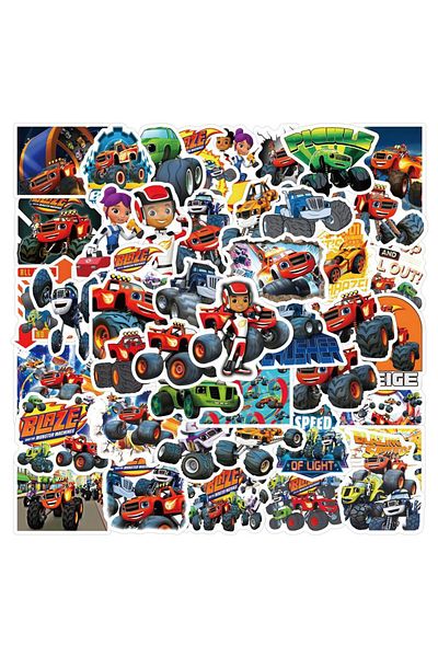 Choice Red 55Pcs/Set Blaze and the Monster Machines Cartoon Sticker for Water Bottle Laptop Luggage