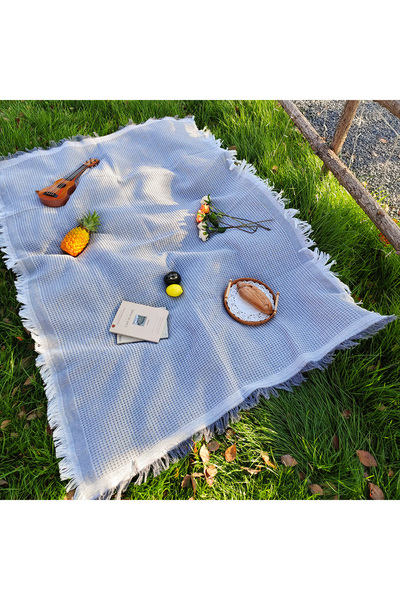 Choice سجادة نزهة محمولة من مزيج القطن باللون الرمادي الفاتح مقاس 90×150 سم م...