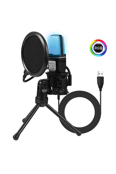 XMSJ Black Sf666r Usb Microphone Rgb Microfone Condensador Wire Gaming Mic For Podcast Recording Studio S
