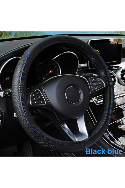 Choice غطاء عجلة قيادة سيارة SEAMETAL مغلف بالكامل باللون الأسود والأزرق، مقا...