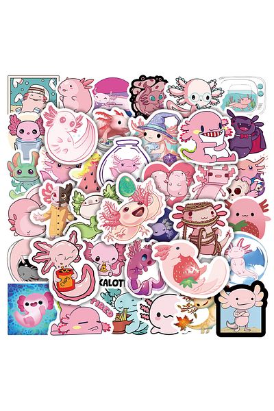 Choice 50pcs Axolotl 50pcs Cute Axolotl Stickers Laptop Phone Case Guitar Skateboard Scrapbook Fridge Carto
