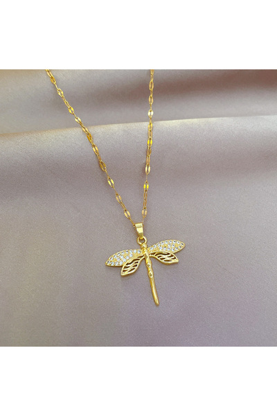 Choice قلادة على شكل يعسوب شخصية من الفولاذ المقاوم للصدأ 316L للنساء والفتيا...