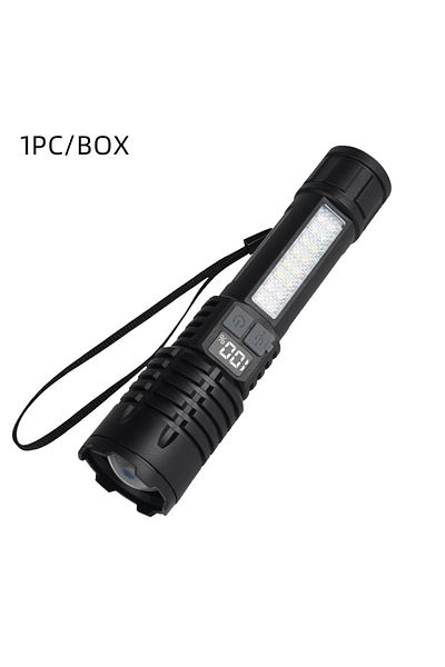Choice Black Portable Rechargeable High Power LED Flashlights With Display Screen Zoom Tactical Torch Lamp