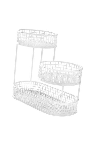 Choice White Countertop Fruit Basket Metal Wire Storage Basket Counter Serving Tray Space Saver Serving Sta