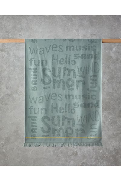 English Home Πετσέτα θαλάσσης Dynamic Word Cotton 70x140 cm Sage