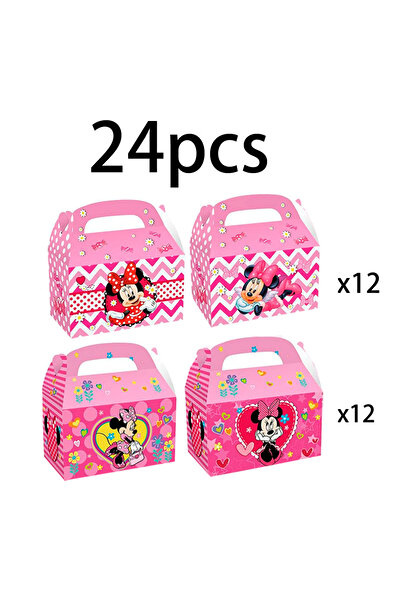 Choice 9.5x9.5x16cm Minnie box 24pcs 12pcs/24pcs, Disney Minnie Mickey Mouse Cartoon Party Gift Bag - Color