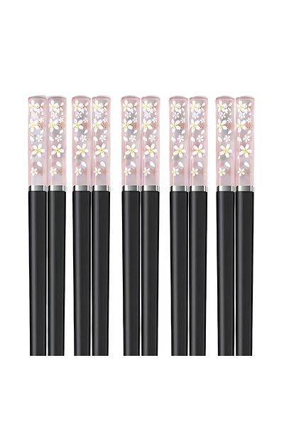 Choice 5pcs Style B 5 Pair Amber Sakura Chopsticks Japanese Cherry Blossom Pattern Chopsticks Reusable Food