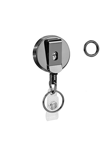 Choice سلسلة مفاتيح معدنية قابلة للسحب شديدة التحمل، مقاس 4 سم، باللون الأسود...