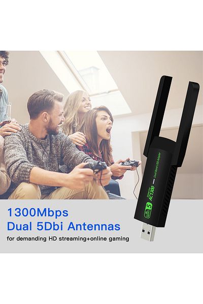 DERAPID محول واي فاي USB بسرعة 1300 ميجابت في الثانية، نطاق مزدوج 2.4 جيجاهرتز 5 جيجاهرتز، مستقبل إشارة لاسلكي، وضع AP لأجهزة الكمبيوتر الشخصية/الكمبيوتر المحمول...