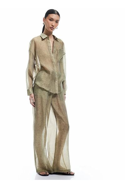 Koton X Sima Tarkan Khaki Women's Straight Pants 5Sak40046Ew