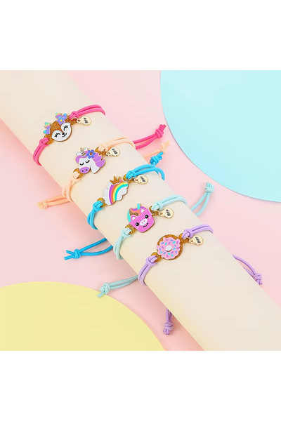 Choice Style B 5Pcs/set Cartoon Bear Butterfly Rainbow Charm Adjustable Cord ...