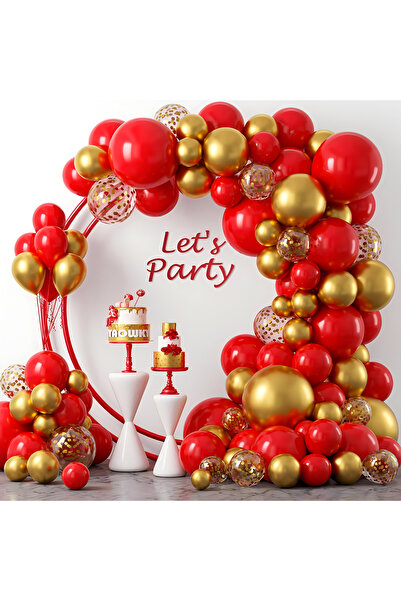 Choice مجموعة بالونات حمراء وذهبية مجموعة إكليل بالونات حمراء وذهبية، 122 قطع...