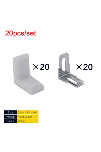 Choice 20pcs White 20 Pcs Metal Plastic L Shaped Angle Bracket, L Shape Cover Right Angle Corner Brace,Whit