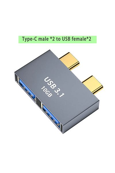 Choice B USB C Male\Dual To Dual USB C\Type C Female Splitter Convter Adapter Extension Connector For USB.