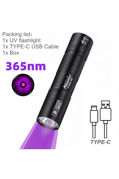 Choice 14500 Black 365nm Mini 365nm Uv Flashlight Usb Rechargeable Small Ultraviolet Nail Lamp Torch Pet Ur