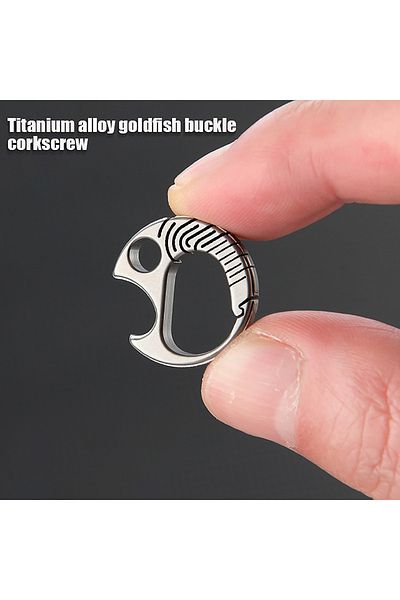 Choice one size Small Buckle Titanium Alloy Mini Goldfish Clasp Keychain Bottle Opener Outdoor Tool EDC Ca
