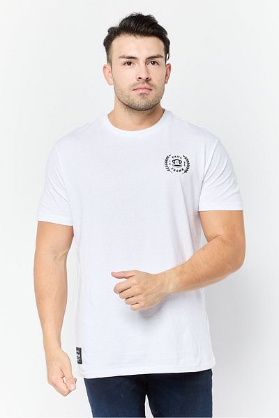 PAUL FRANK Men Crew Neck Short Sleeves Brand Logo T-shirt, White