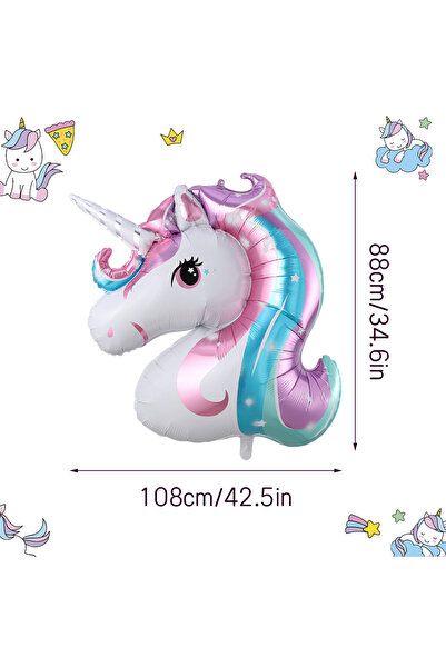 Choice بالون من رقائق معدنية على شكل وحيد القرن بألوان قوس قزح كبير الحجم، من...